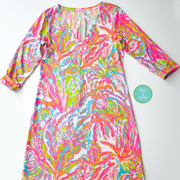Lilly Pulitzer Dresses & Skirts - Lilly Pulitzer Coral Reef Print V-Neck Sheath Dress - Size L
